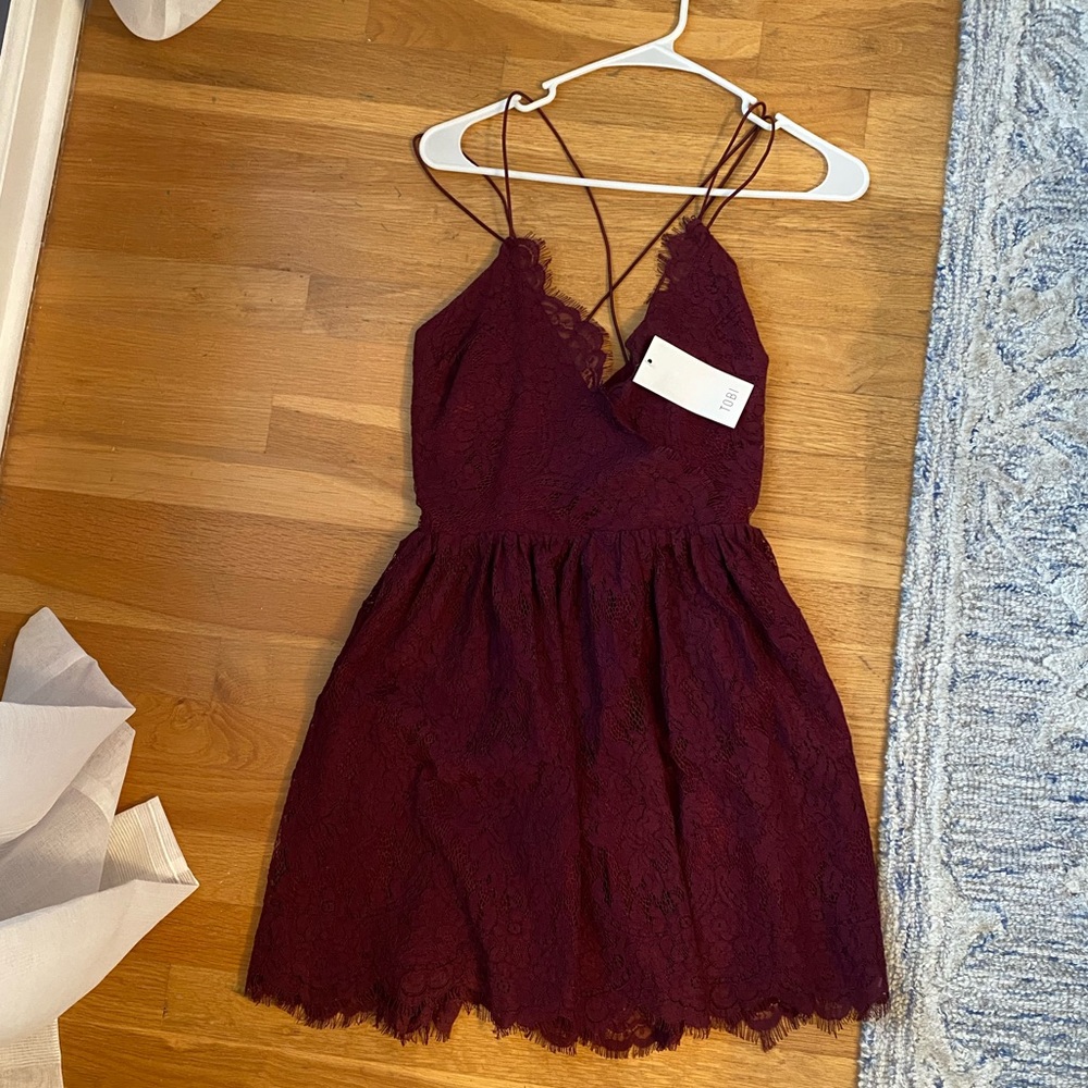 NWT Tobi Maroon Lace Skater Dress